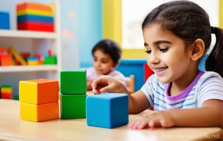 유아교육지도사로서의 데이터 관리 팁 - **Prompt:** A heartwarming scene inside a brightly lit, modern preschool classroom in an Arab countr...