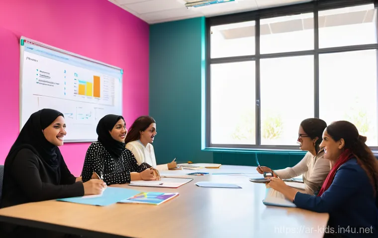 유아교육지도사 경력개발 로드맵 - **Prompt 1: Empowered Educators in a Collaborative Workshop**
    "A group of diverse Arab female ea...