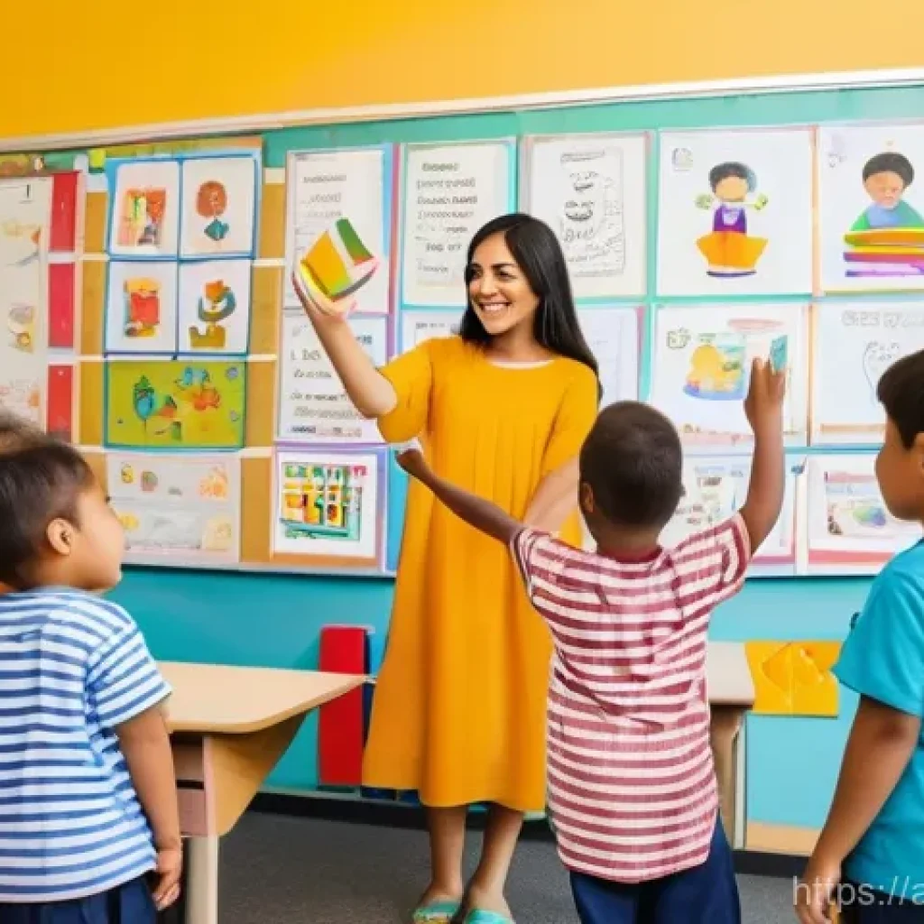 유아교육지도사로서의 멘토링 역할 - **Prompt 1: The Encouraging Teacher and Confident Learners**
"A vibrant and welcoming kindergart...
