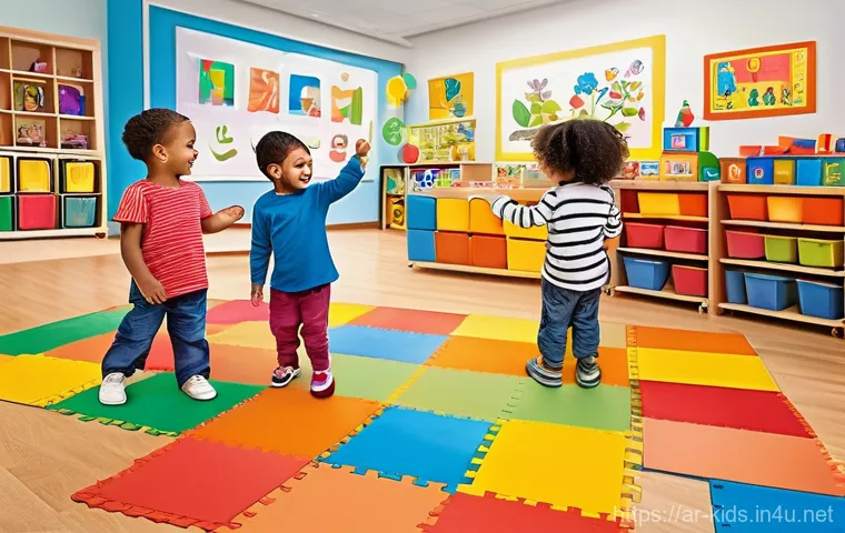 유아교육지도사 관련 동영상 콘텐츠 제작법 - **Prompt 1: Joyful Learning with Diverse Characters**
    "A vibrant, cheerful scene set in a bright...