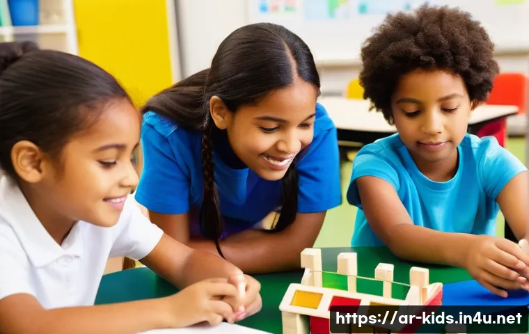 유아교육지도사 교육 철학 정립을 위한 팁 - **Prompt 1: The Facilitative Educator and Creative Discovery**
"A vibrant, medium shot image of ...