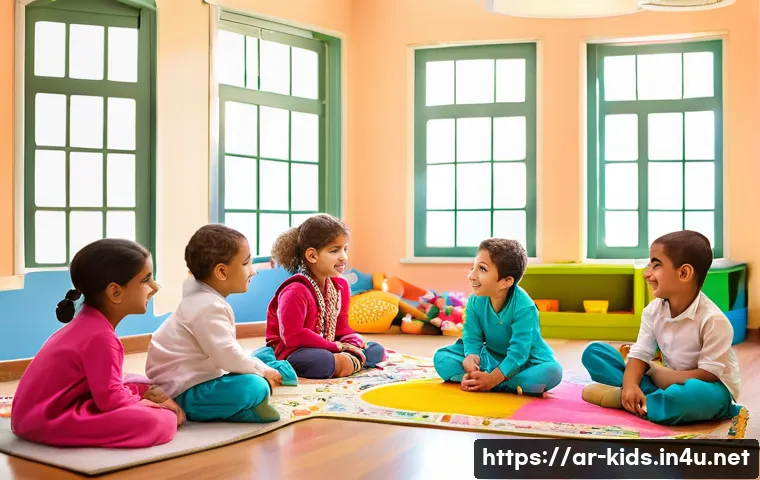 유아교육지도사 자격증 취득 후 첫 직장 선택 사례 - A warm and inviting early childhood education center in a Middle Eastern setting, featuring a divers...