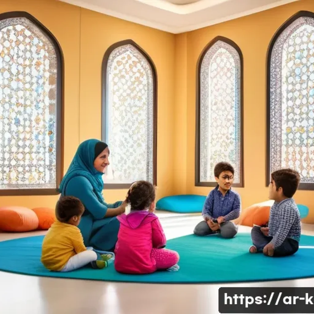 유아교육지도사 필기시험 예상문제 풀이 - A warm and vibrant kindergarten classroom scene in a modern Arab school setting, featuring a diverse...
